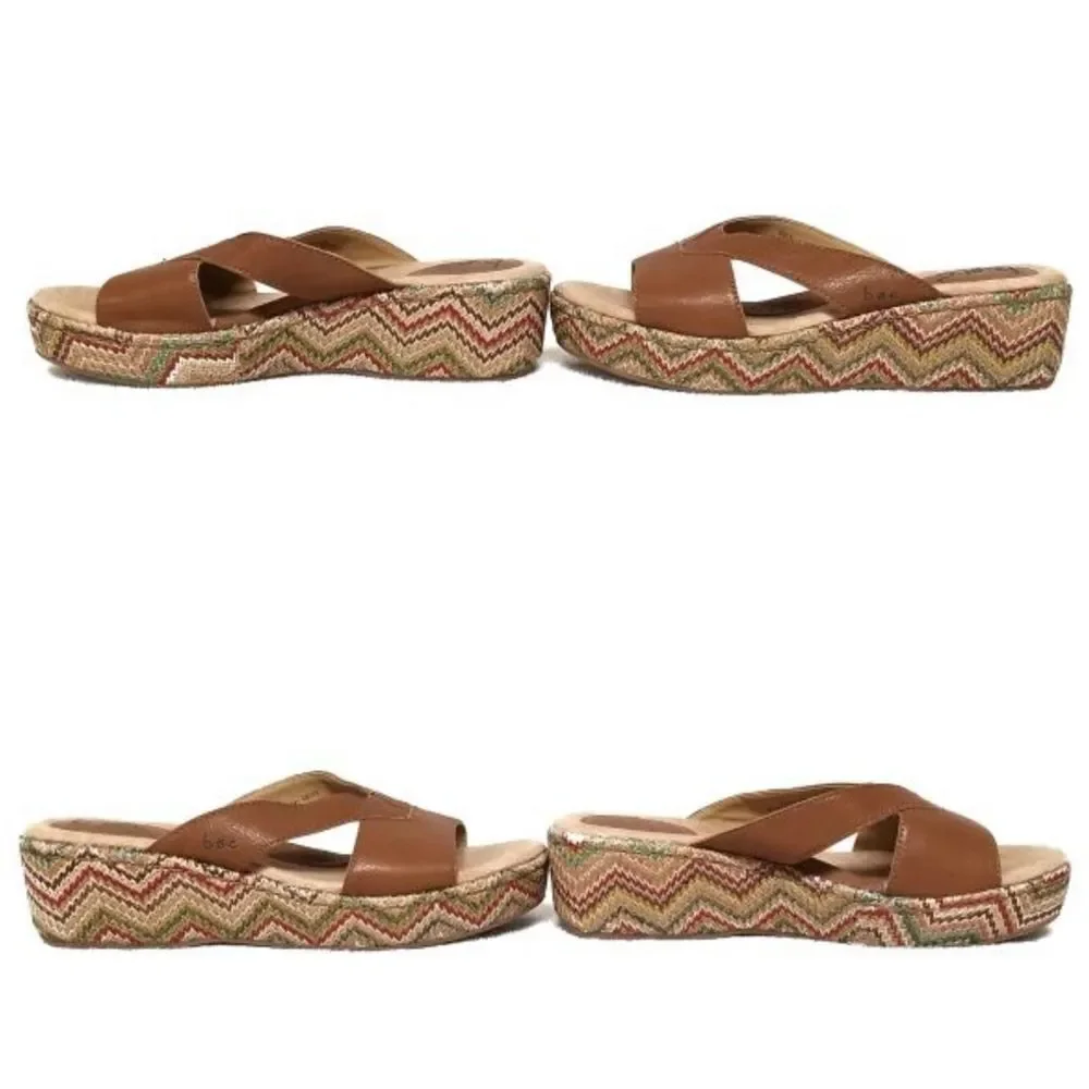 B.o.c. Aztec Print Open Toe Wedge Platform Sandals